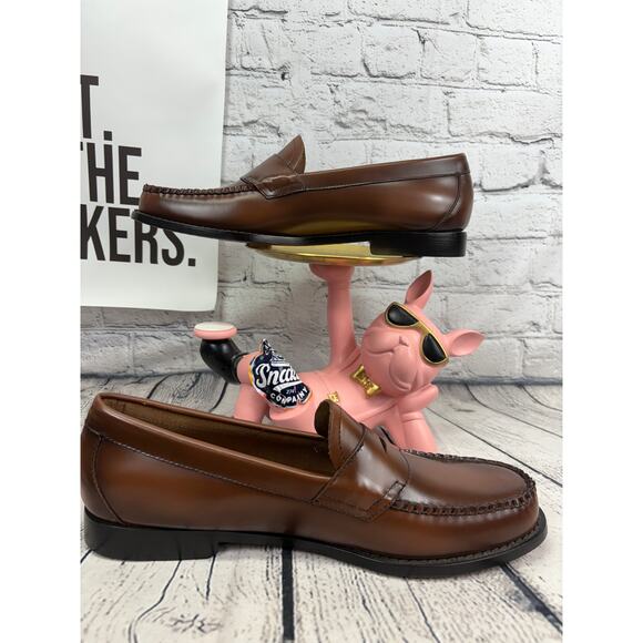 GH Bass Weejuns Penny Loafers Mens 11.5 Leavitt Flat Strap Brown Leather NEW - Picture 5 of 9